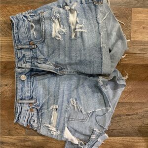 American Eagle Outfitters Light Blue Distressed Jean Shorts